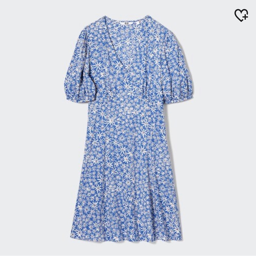 Uniqlo Floral Printed V Neck Short Sleeve Mini Dress